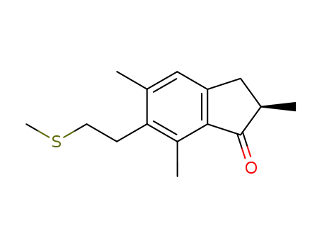 Molecular Structure of 114751-11-0 ((R)-2,5,7-Trimethyl-6-(2-methylsulfanyl-ethyl)-indan-1-one)