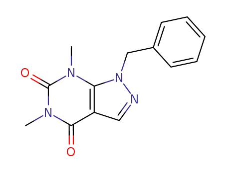 Molecular Structure of 106379-46-8 (1-benzyl-5,7-dimethyl-4,6-dioxo-4,5,6,7-tetrahydropyrazolo<3,4-d>pyrimidine)