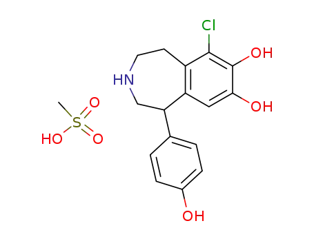 Molecular Structure of 67227-57-0 (8-Chloro-2-(4-hydroxyphenyl)-4-azabicyclo[5.4.0]undeca-7,9,11-triene-9,10-diol methanesulphonate)