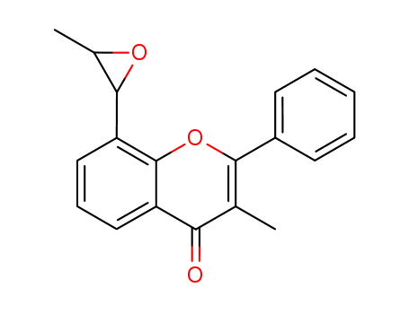 Molecular Structure of 103085-50-3 (8-(1,2-epoxypropyl)-3-methyl-2-phenyl-4H-1-benzopyran-4-one)