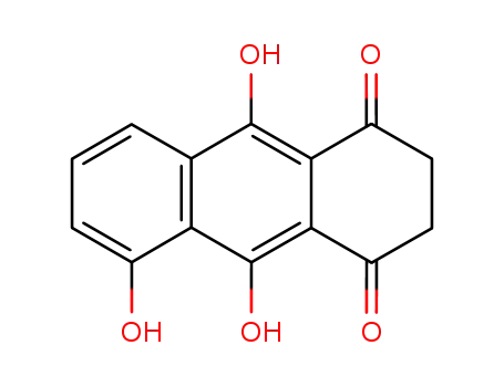 Molecular Structure of 69043-83-0 (1,4-dioxo-1,2,3,4-tetrahydro-5,9,10-trihydroxyanthracene(leuco 1,4,5-trihydroxy-9,10-anthraquinone))