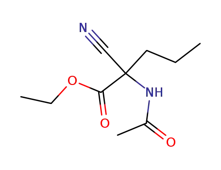 Molecular Structure of 56548-09-5 (2-acetylamino-2-cyano-valeric acid ethyl ester)