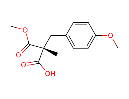 Molecular Structure of 21186-54-9 ((R)-2-(4-Methoxy-benzyl)-2-methyl-malonic acid monomethyl ester)