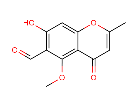 7338-51-4,7-Hydroxy-5-methoxy-2-methyl-4-oxo-4H-1-benzopyran-6-carbaldehyde,4H-1-Benzopyran-6-carboxaldehyde,7-hydroxy-5-methoxy-2-methyl-4-oxo;7-Hydroxy-5-methoxy-2-methyl-4-oxo-4H-1-benzopyran-6-carboxaldehyde;6-formyl-7-hydroxy-5-methoxy-2-methyl-4H-[1]benzopyran-4-one;7-hydroxy-5-methoxy-2-methyl-4-oxo-4H-chromene-6-carboxaldehyde;7-Hydroxy-5-methoxy-2-methyl-4-oxo-4H-chromene-6-carbaldehyde;2-methyl-4-oxo-5-methoxy-7-hydroxybenzopyran-6-carboxaldehyde;7-hydroxy-5-methyoxy-2-methyl-4-oxo-4H-chromene-6-carbaldehyde;6-formyl-7-hydroxy-5-methoxy-2-methylbenzopyran-4-one;