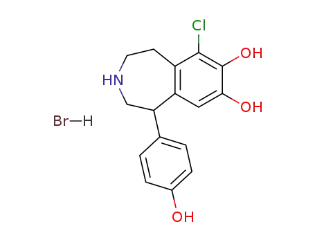 Molecular Structure of 67287-54-1 (6-Chloro-2,3,4,5-tetrahydro-7,8-dihydroxy-1-(4-hydroxyphenyl)-1H-3-benzazepinium bromide)