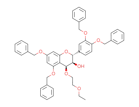 Molecular Structure of 478796-20-2 ((2R,3S,4S)-5,7,3',4'-tetrabenzyloxy-4-(2-ethoxyethoxy)flavan-3-ol)