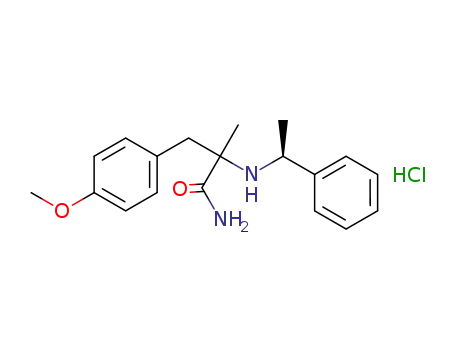 Molecular Structure of 1299492-12-8 (3-(4-methoxyphenyl)-2-methyl-2-((1S)-1-phenyl-ethylamino)-propionamide hydrochloride)