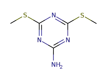 Molecular Structure of 30358-19-1 (4,6-bis(methylsulfanyl)-1,3,5-triazin-2-amine)