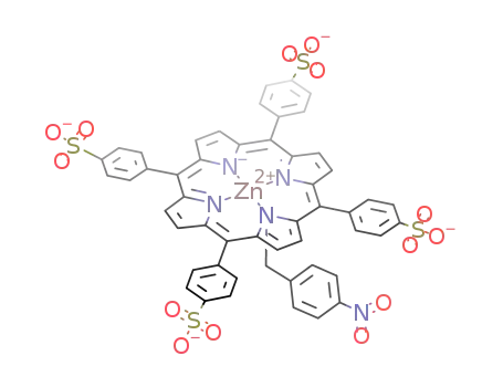 Molecular Structure of 193079-89-9 (21-(4-nitrobenzyl)-5,10,15,20-tetrakis(4-sulfonatophenyl)-23H-porphyrinatozinc(II))