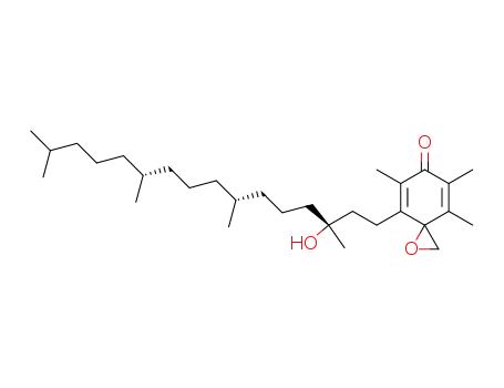 Molecular Structure of 129658-43-1 (4-((3R,7R,11R)-3-Hydroxy-3,7,11,15-tetramethyl-hexadecyl)-5,7,8-trimethyl-1-oxa-spiro[2.5]octa-4,7-dien-6-one)
