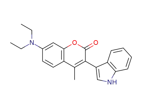 Molecular Structure of 134325-36-3 (2H-1-Benzopyran-2-one, 7-(diethylamino)-3-(1H-indol-3-yl)-4-methyl-)