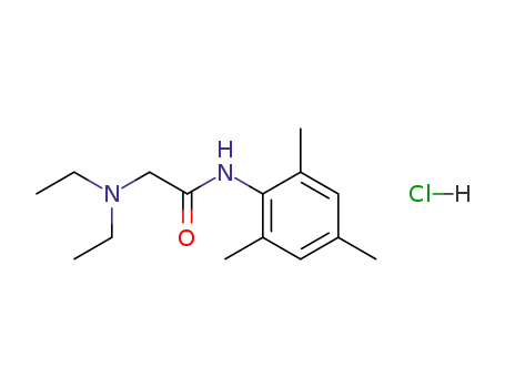 Molecular Structure of 1027-14-1 (2-(diethylamino)-N-(2,4,6-trimethylphenyl)acetamide monohydrochloride)