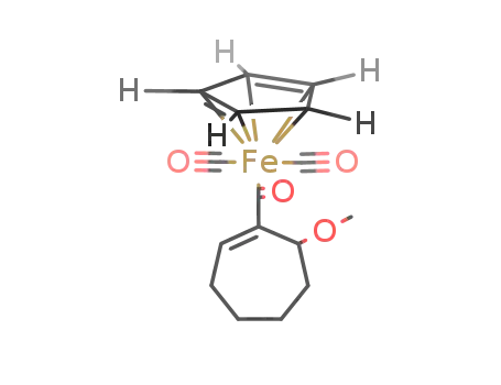 Molecular Structure of 95865-47-7 (dicarbonyl(η5-cyclopentadienyl)(η1-7-methoxycycloheptene-1-carbonyl)iron)