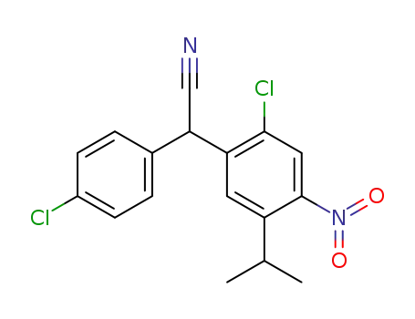 Molecular Structure of 84196-19-0 ((2-chloro-5-isopropyl-4-nitrophenyl)(4-chlorophenyl)acetonitrile)
