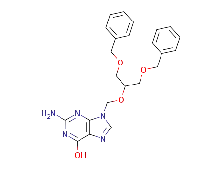 Molecular Structure of 82410-31-9 (9-<<2-benzyloxy-1-(benzyloxymethyl)ethoxy>methyl>guanine)