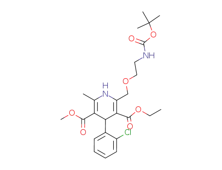 Molecular Structure of 143290-24-8 (2-<<2-<(tert-butoxycarbonyl)amino>ethoxy>-methyl>-4-(2-chlorophenyl)-3-(ethoxycarbonyl)-5-(methoxycarbonyl)-6-methyl-1,4-dihydropyridine)
