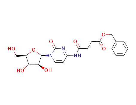 Molecular Structure of 170935-70-3 (N-[1-((2R,3S,4S,5R)-3,4-Dihydroxy-5-hydroxymethyl-tetrahydro-furan-2-yl)-2-oxo-1,2-dihydro-pyrimidin-4-yl]-succinamic acid benzyl ester)