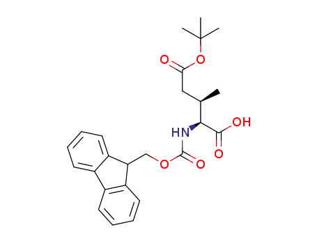 Molecular Structure of 1429504-34-6 ((2S,3R)-2-((((9H-fluoren-9-yl)methoxy)carbonyl)amino)-5-(tert-butoxy)-3-methyl-5-oxopentanoic acid)
