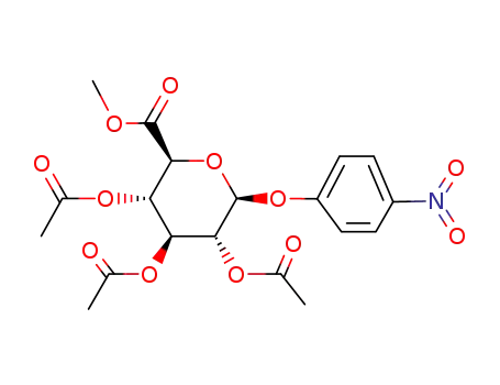 Molecular Structure of 18472-49-6 (METHYL-((4-NITROPHENYL)-2,3,4-TRI-O-ACETYL-BETA-D-GLUCOPYRANOSIDE)URONATE)