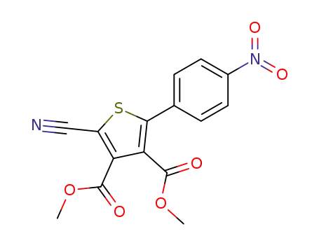 Molecular Structure of 85013-63-4 (2-Cyano-5-(4-nitro-phenyl)-thiophene-3,4-dicarboxylic acid dimethyl ester)
