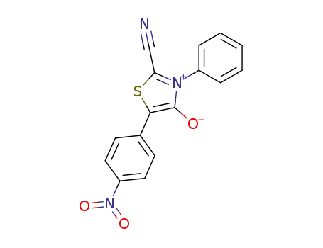 Molecular Structure of 66702-60-1 (2-cyano-5-(4-nitro-phenyl)-4-oxo-3-phenyl-4,5-dihydro-thiazolium betaine)