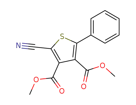 Molecular Structure of 85013-64-5 (2-Cyano-5-phenyl-thiophene-3,4-dicarboxylic acid dimethyl ester)