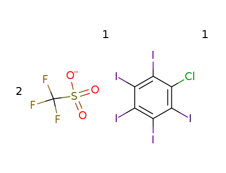 Molecular Structure of 115162-13-5 (C<sub>6</sub>ClI<sub>5</sub><sup>(1+)</sup>*2CF<sub>3</sub>O<sub>3</sub>S<sup>(1-)</sup>)