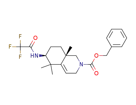 Molecular Structure of 478363-68-7 (phenylmethyl 3,5,6,7,8,8a-hexahydro-5,5,8a-trimethyl-6-(trifluoroacetylamino)-(6β,8aβ)-2(1H)-isoquinolinecarboxylate)