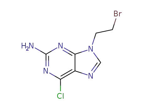 Molecular Structure of 214201-64-6 (9-(2-Bromoethyl)-6-chloro-9H-purin-2-amine)
