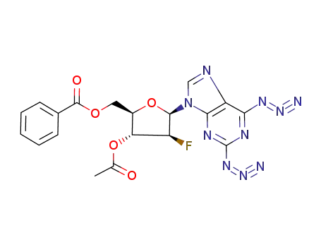 Molecular Structure of 103885-01-4 (2,6-diazido-9-(3-O-acetyl-5-O-benzoyl-2-deoxy-2-fluoro-β-D-arabinofuranosyl)-9H-purine)