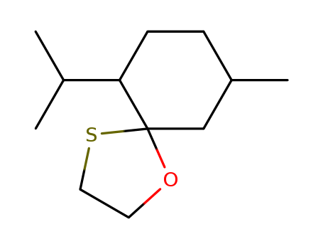 Molecular Structure of 102363-64-4 (1-Oxa-4-thiaspiro[4.5]decane, 9-methyl-6-(1-methylethyl)-)