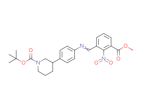 Molecular Structure of 1038915-99-9 (tert-butyl 3-[4-({[3-(methoxycarbonyl)-2-nitrophenyl]methylene}amino)phenyl]piperidine-1-carboxylate)