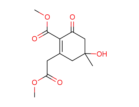 Molecular Structure of 1427722-55-1 (methyl 5-hydroxy-2-methoxycarbonyl-5-methyl-3-oxocyclohexen-1-acetate)