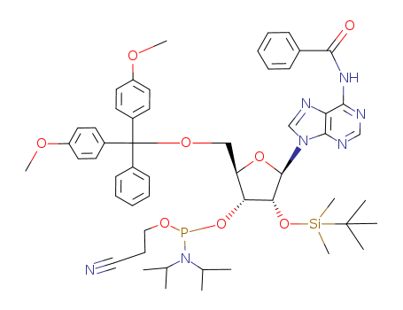 N-Benzoyl-5'-O-(4,4-Dimethoxytrityl)-2'-O-[(tert-butyl)dimethylsilyl]adenosine-3'-(2-cyanoethyl-N,N-diisopropyl)phosphoramidite(104992-55-4)