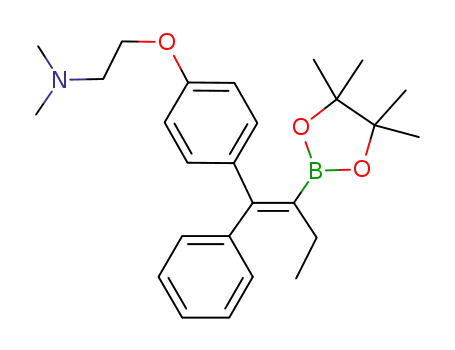 Molecular Structure of 1421712-14-2 ((E)-N,N-dimethyl-2-(4-(1-phenyl-2-(4,4,5,5-tetramethyl-1,3,2-dioxaborolan-2-yl)but-1-en-1-yl)phenoxy)ethanamine)