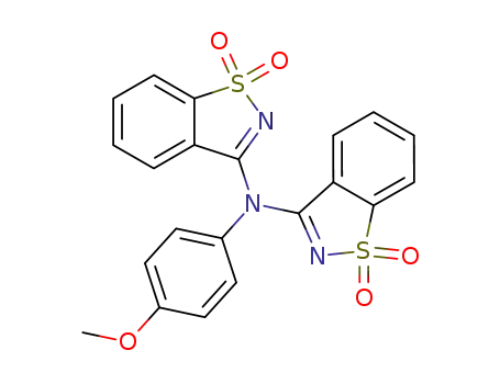 Molecular Structure of 371779-94-1 (N,N-bis(1,1-dioxo-1,2-benzisothiazol-3-yl)-4-methoxyaniline)