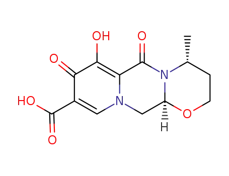 Molecular Structure of 1246616-73-8 ((S)-7-hydroxy-6,8-dioxo-3,4,6,8,12,12a-hexahydro-2H-pyrido[1',2':4,5]pyrazino[2,1-b][1,3]oxazine-9-carboxylic acid)