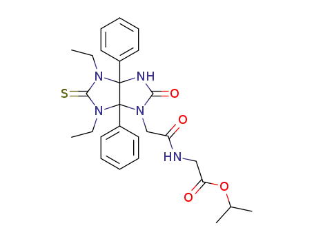 Molecular Structure of 1350618-33-5 (isopropyl [2-(4,6-diethyl-2-oxo-3a,6a-diphenyl-5-thioxooctahydroimidazo[4,5-d]imidazol-1-yl)-1-oxoethylamino]acetate)