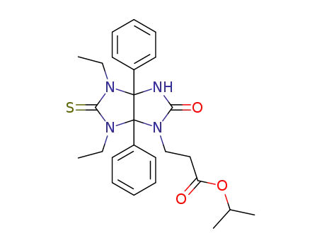 Molecular Structure of 1350618-31-3 (isopropyl 3-(4,6-diethyl-2-oxo-3a,6a-diphenyl-5-thioxooctahydroimidazo[4,5-d]imidazol-1-yl)propanoate)