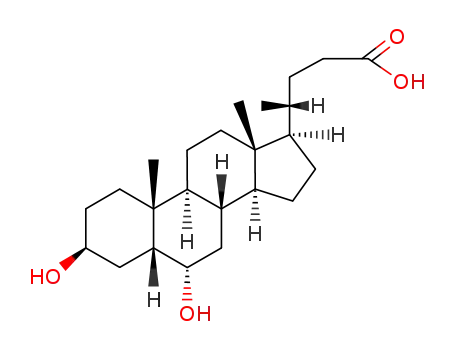 Molecular Structure of 570-84-3 ((3b,5b,6a)-3,6-dihydroxy-Cholan-24-oic acid)