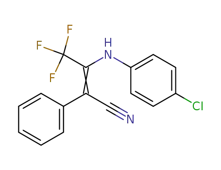 Molecular Structure of 170300-50-2 (4,4,4-Trifluoro-3-(p-chloroanilino)-2-phenyl-2-butenenitrile)