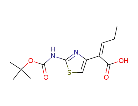 Molecular Structure of 86978-24-7 ((Z)-2-(2-tert-Butoxycarbonylaminothiazol-4-yl)-2-pentenoic acid)