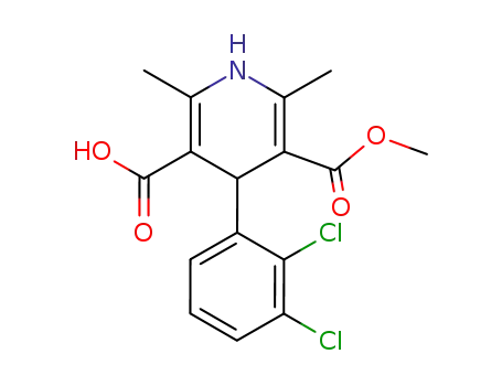 Molecular Structure of 105580-47-0 (3,5-Pyridinedicarboxylic acid, 4-(2,3-dichlorophenyl)-1,4-dihydro-2,6-dimethyl-, monomethyl ester, (4S)- (9CI))