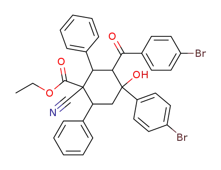 Molecular Structure of 135885-92-6 (3-(4-Bromo-benzoyl)-4-(4-bromo-phenyl)-1-cyano-4-hydroxy-2,6-diphenyl-cyclohexanecarboxylic acid ethyl ester)