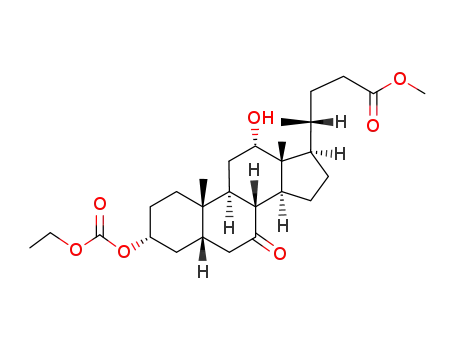 Molecular Structure of 21059-40-5 (methyl 3alpha-[(ethoxycarbonyl)oxy]-12alpha-hydroxy-7-oxo-5beta-cholan-24-oate)