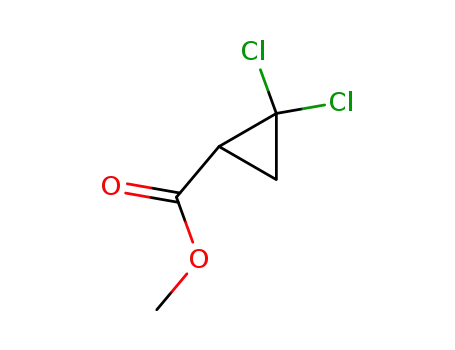 Molecular Structure of 3591-47-7 (Cyclopropanecarboxylic acid, 2,2-dichloro-, methyl ester)