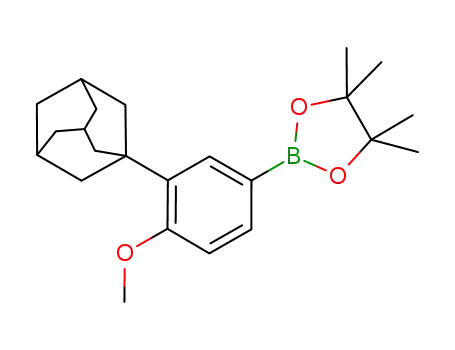 Molecular Structure of 1036766-56-9 (2-(3-adamantan-1-yl-4-methoxyphenyl)-4,4,5,5-tetramethyl-[1,3,2]dioxaborolane)