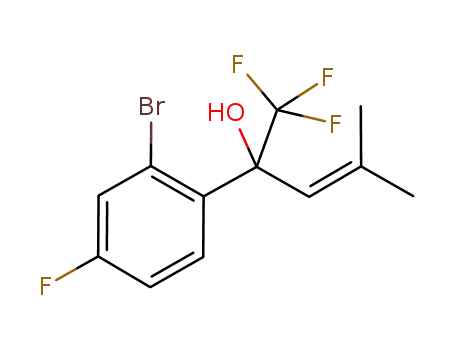 Molecular Structure of 1429053-26-8 (2-(2-bromo-4-fluorophenyl)-1,1,1-trifluoro-4-methylpent-3-en-2-ol)