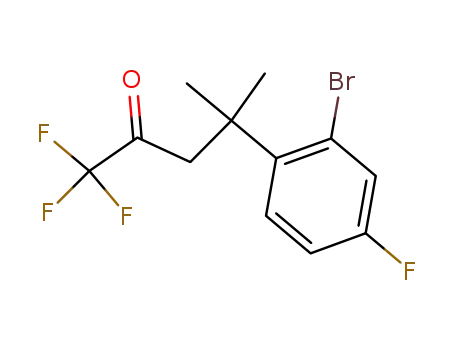 Molecular Structure of 1198785-52-2 (4-(2-bromo-4-fluorophenyl)-1,1,1-trifluoro-4-methylpentan-2-one)