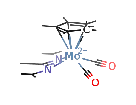 Molecular Structure of 1241890-64-1 ((η<sup>5</sup>-C<sub>5</sub>Me<sub>5</sub>)*Mo{N(iPr)C(Me)N(iPr)}(CO)<sub>2</sub>)